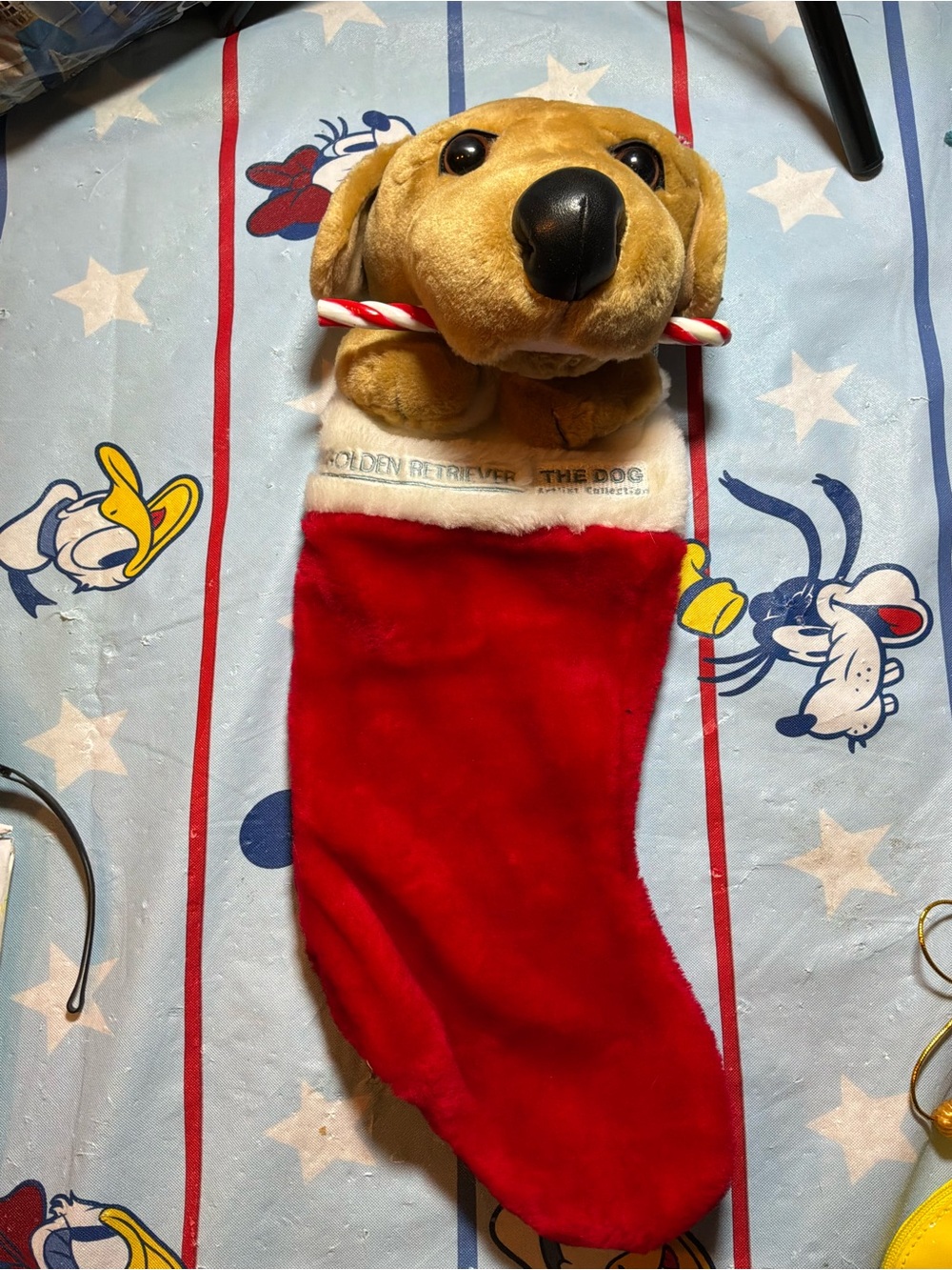 The dog artist collection golden retriever 3D plush Christmas stocking